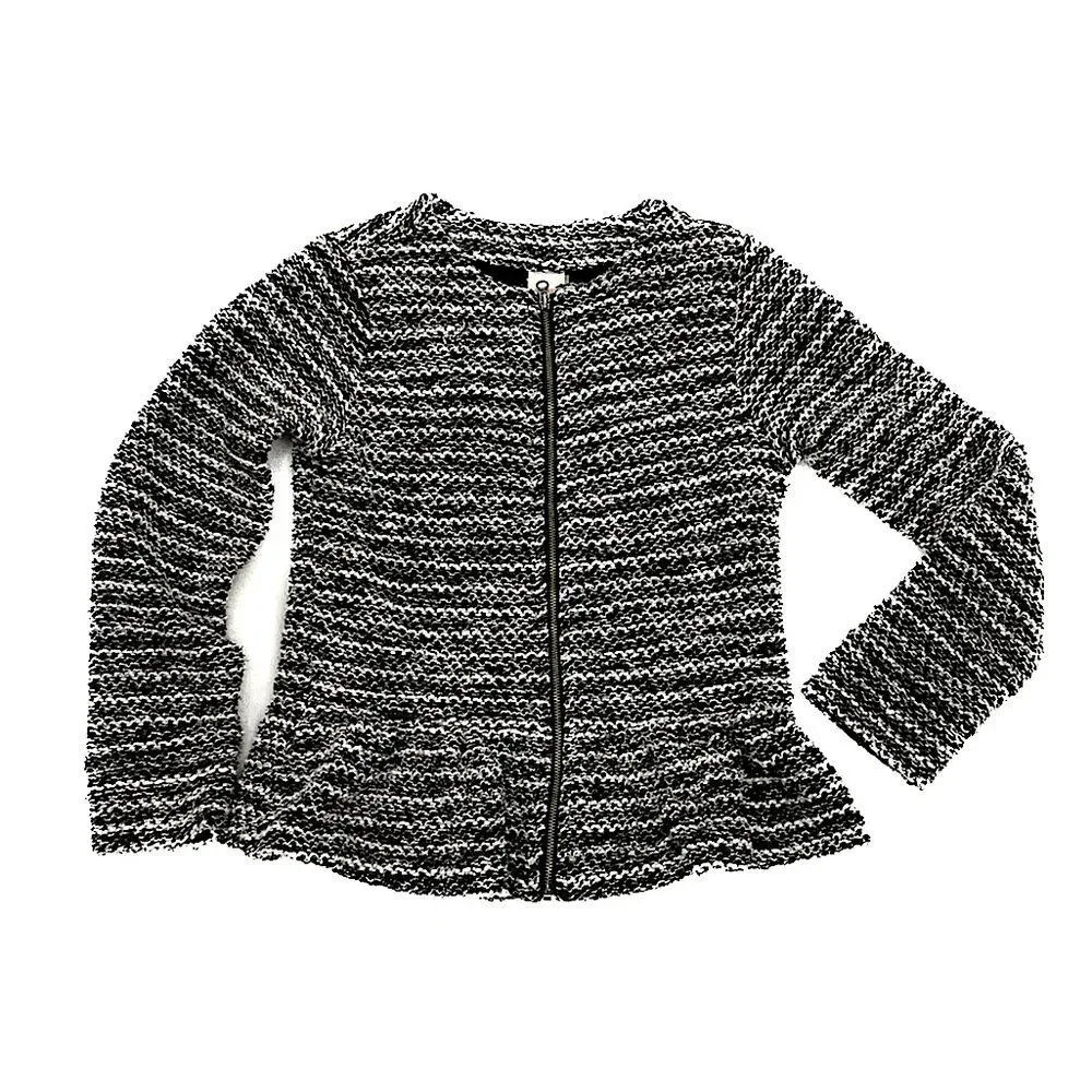 Gymboree Zip Cardigan Girls Size M 7/8 Tweed Boucle Peplum Ruffle Hem Jacket